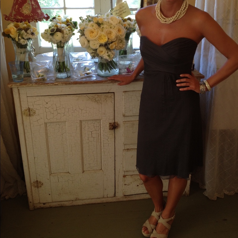 Amsale Charcoal Chiffon Dress